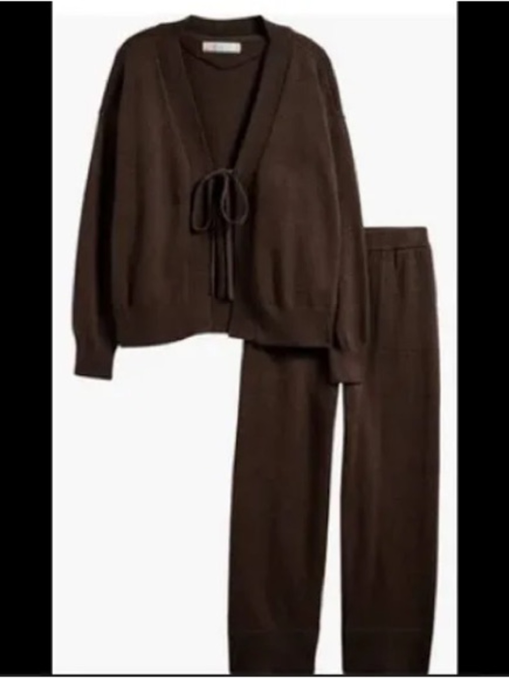 Free People Brown Knit Cardigan & Flowy Pant Set